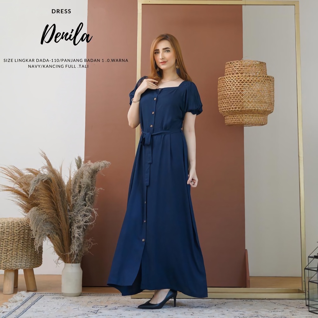 Denila Dress Panjang Bahan Rayon Polos Daster Kekinian Terbaru