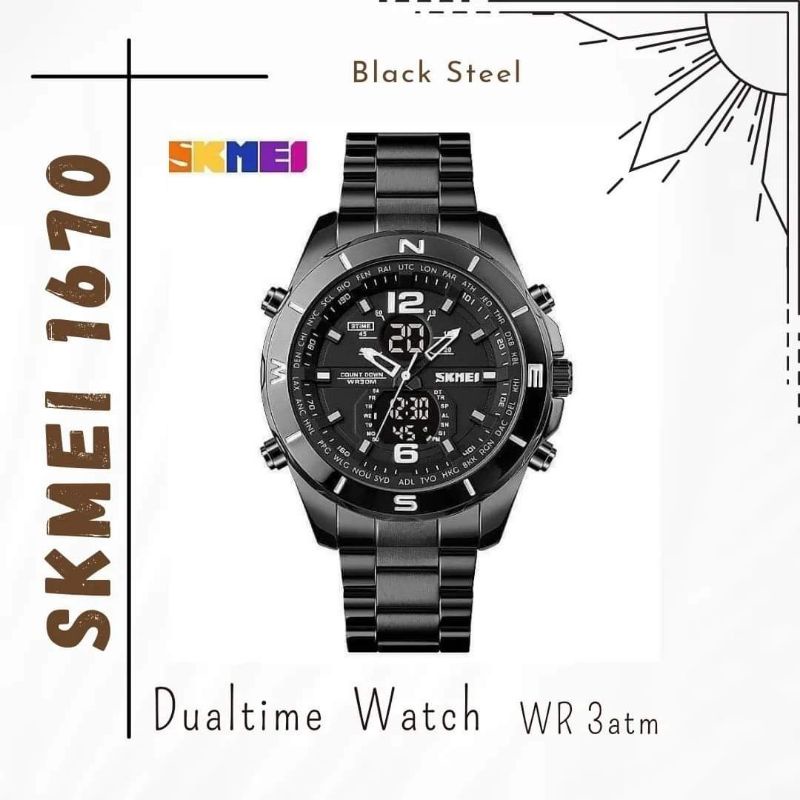 Jam Tangan Pria dualtime skmei 1670 original murah