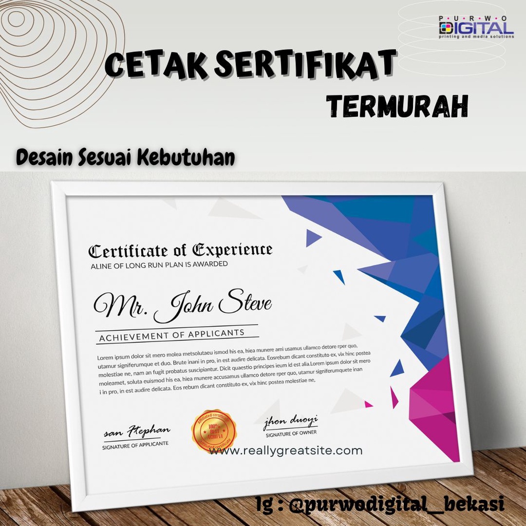 

SERTIFIKAT / TERMURAH / SERTIFIKAT CUSTOM / PIAGAM PENGHARGAAN