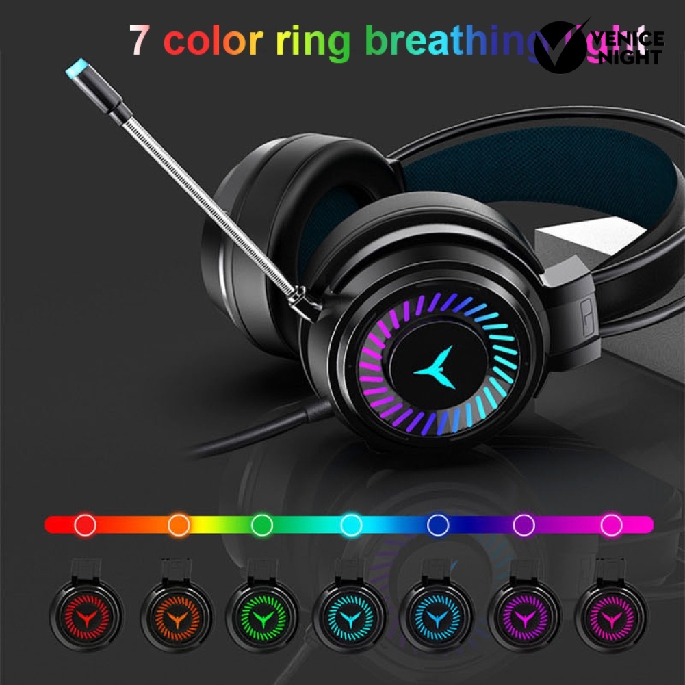 (VNEP) (Berkabel) G58 Lampu LED Gaming Headset Stereo Bass Headphone dengan Mic untuk PC/Laptop