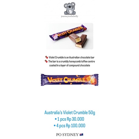 

AUSTRALIA VIOLET CRUMBLE | Coklat