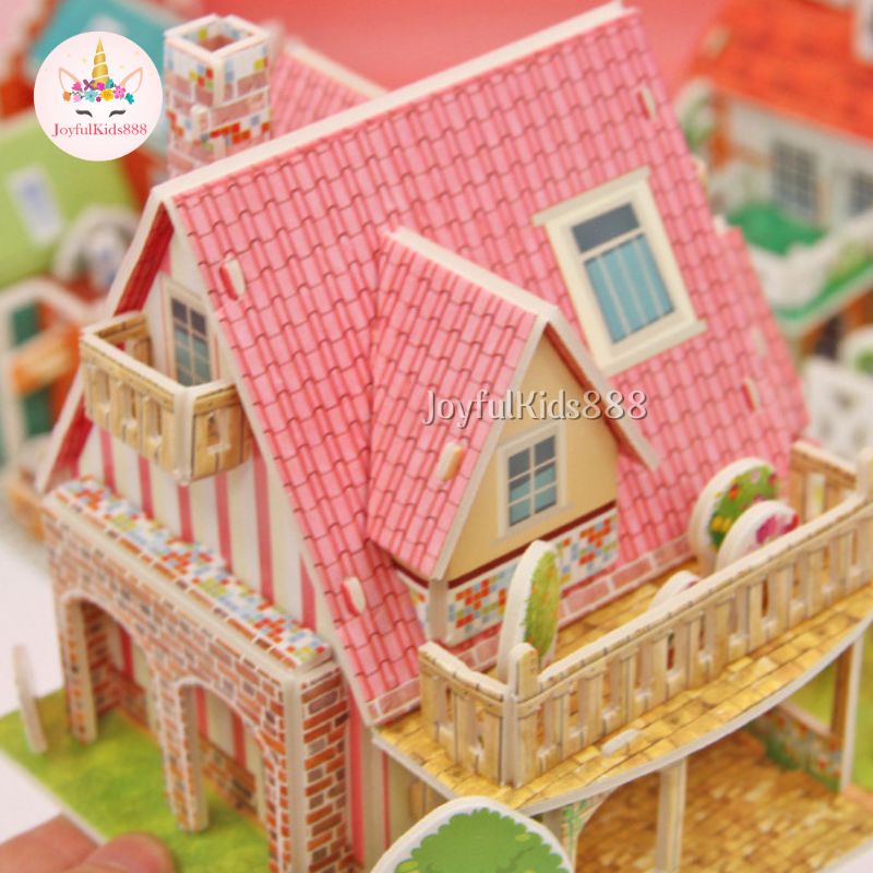 Mainan Edukasi Anak Puzzle 3D Miniatur DIY Jigsaw Kecil Part 6 Seri Exterior Bangunan Rumah