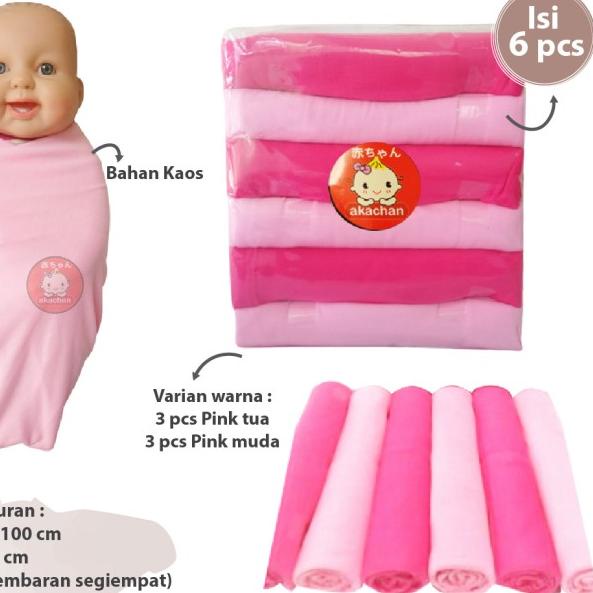 6pcs Akachan Bedong Bayi Pink Fanta Kain Polos Baby