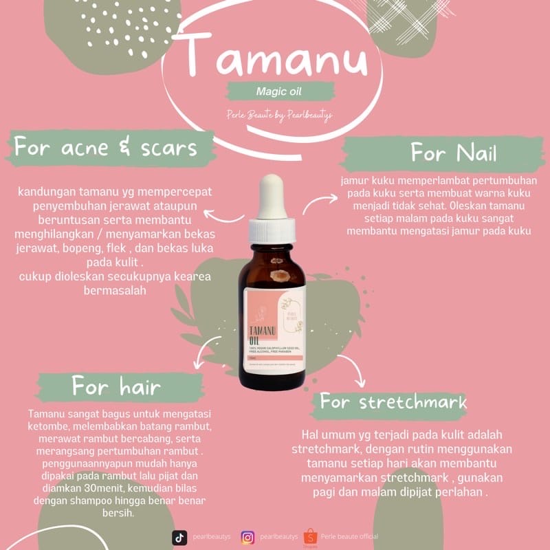 [SIAP KIRIM] TAMANU OIL GLOWING SKIN BPOM 100% ORI BY PERLEBEAUTE