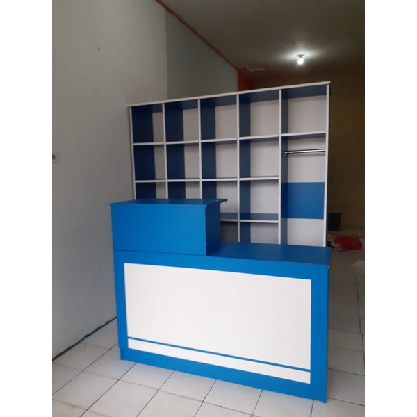 SATU SET RAK LAUNDRY + MEJA KASIR // MEJA KASIR LAUNDRY // MEJA KASIR TOKO // MEJA KASIR RESEPSIONIS