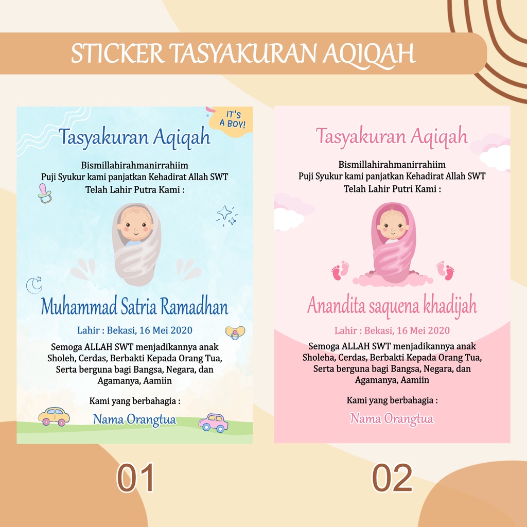 

STICKER TASYAKURAN AQIQAH / STICKER TASYAKURAN KELAHIRAN V.2 / STICKER SYUKURAN KELAHIRAN BAYI / STICKER BAYI