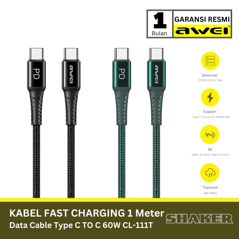 Kabel Charger  AWEI Type-C to Type-C Charging Data Cable CL-111T