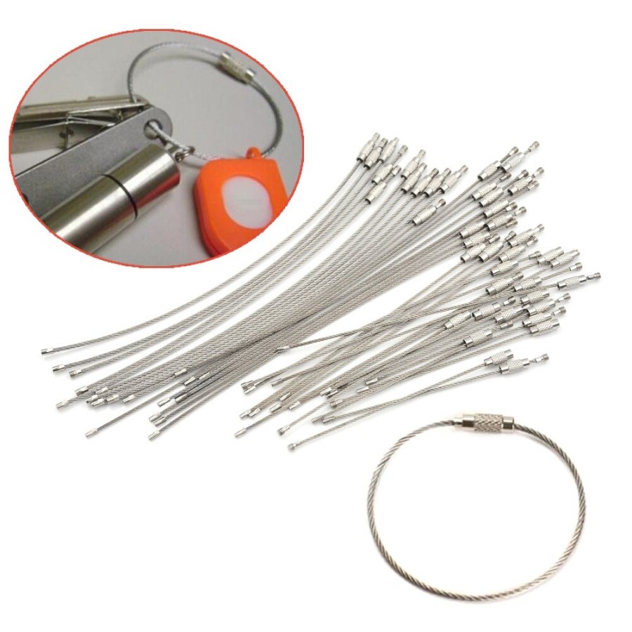 Carabiner Wire Key Ring Chain Stainless Gantungan Kunci Kawat