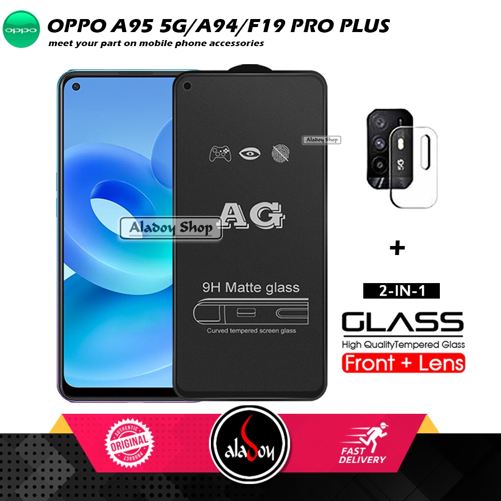 Oppo A95 5G/A94/F19 Pro Plus PAKET 2IN1 Tempered Glass Matte Anti Glare Full Layar dan Tempered Glass Kamera