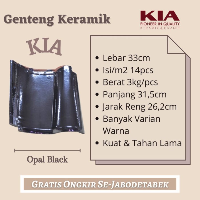 Genteng KIA Opal Black Kw1 / Genteng Murah Berkualitas