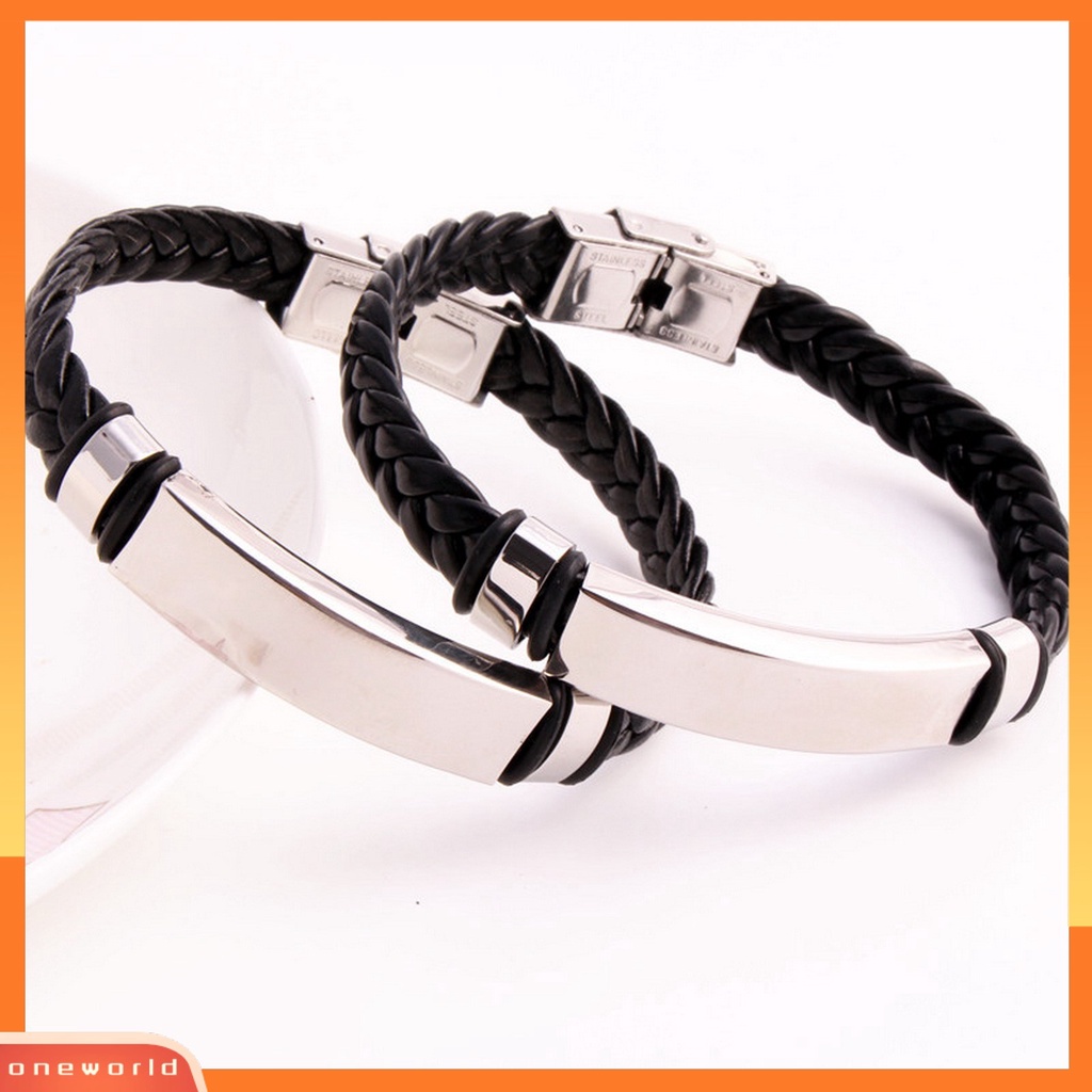 Gelang Kepang Bahan Kulit Imitasi Dengan Buckle Adjustable Untuk Pria