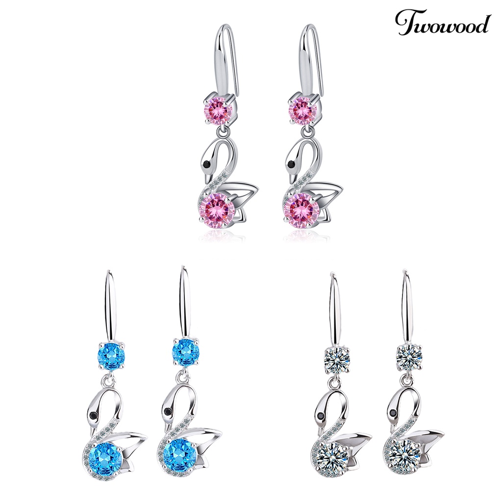 1 Pasang Anting Kait Desain Mata Hewan Bahan Cubic Zirconia Gaya Korea Untuk Pesta Pernikahan