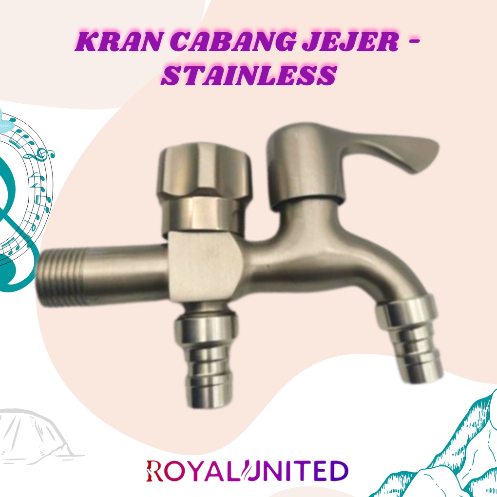 Kran Cabang Engkol Keran Shower Cabang 2 Kran Double Kamar Mandi 2 Way 2 Keran Tembok Wall Tap Mesin / Kran mesin cuci / kran taman / kran serbaguna