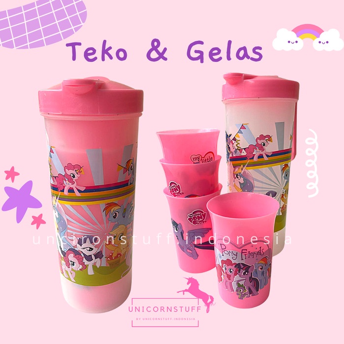 Botol Teko Gelas Air Minum Unicorn Anak Set