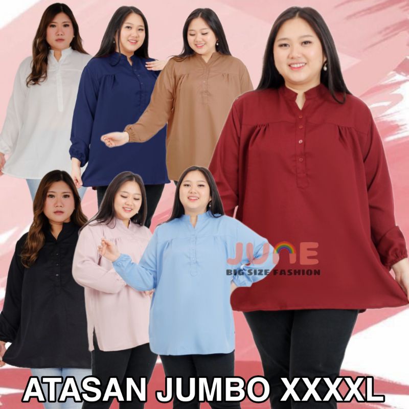 JUNE -  ATASAN JUMBO WANITA LD 130 / BAJU JUMBO WANITA / BLUS JUMBO WANITA SIZE 4XL / BAJU KERJA JUM