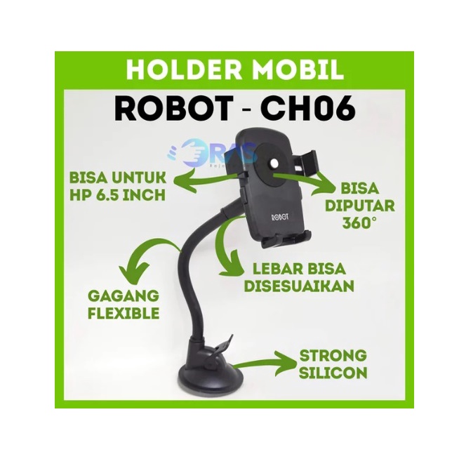 Universal Car Holder Tatakan HP Holder HP Mobil Car Holder HP di Mobil Car Phone Handphone Mobil RT-CH06 Holder Robot Anti Jatuh