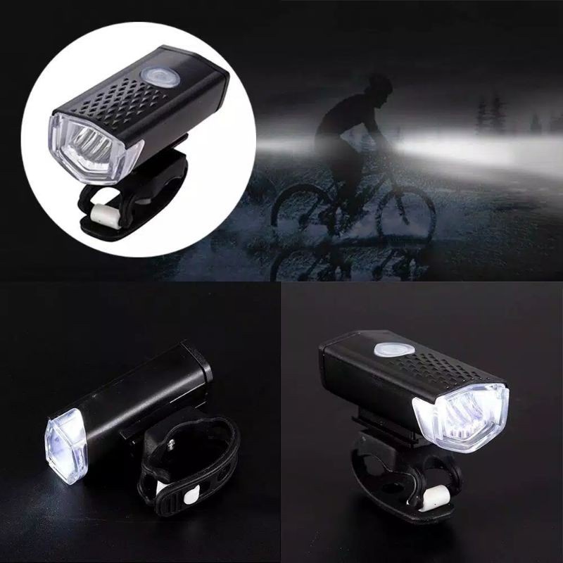 Lampu Depan Sepeda CREE LED 300LM Anti Air Dapat Diisi Ulang Dengan USB