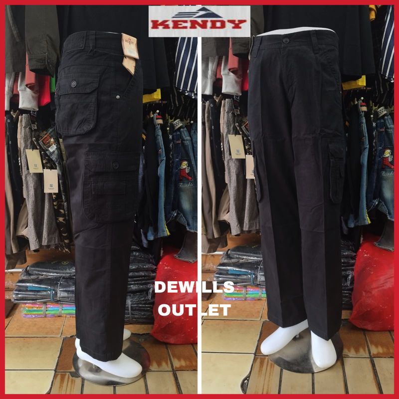 CELANA PANJANG CARGO KENDY WARNA HITAM ORIGINAL UKURAN 27-38 TYPE REGULER FIT