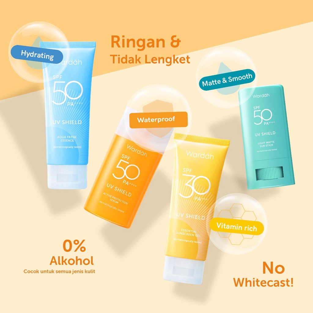 Wardah UV Shield Active Protection Serum SPF 50 PA ++++ 35 ml - Sunscreen 0% Alkohol, Waterproof