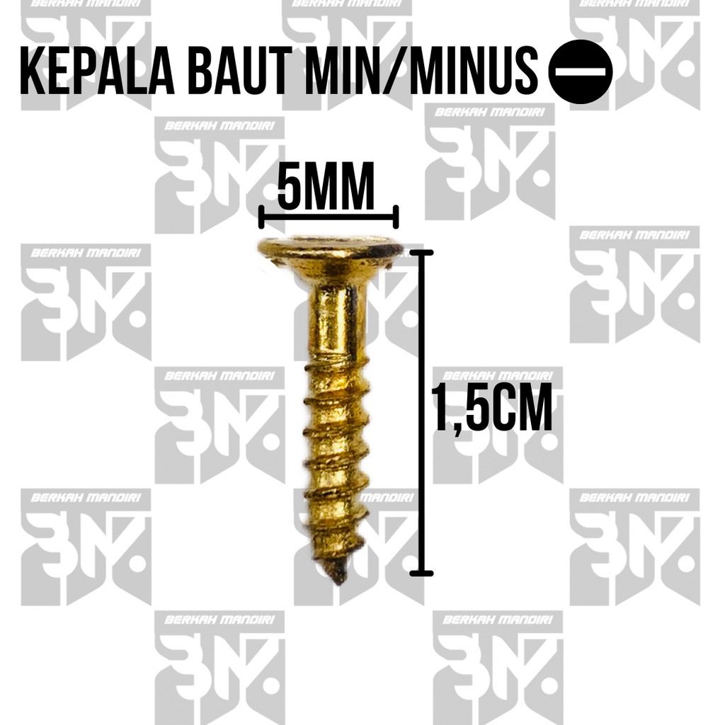 CWH Sekrup Gold Baut Kayu Ukuran 5/8&quot; x 5MM 1,5CM  Kepala (-)MIN Skrup Wood Screw (Harga per Box)