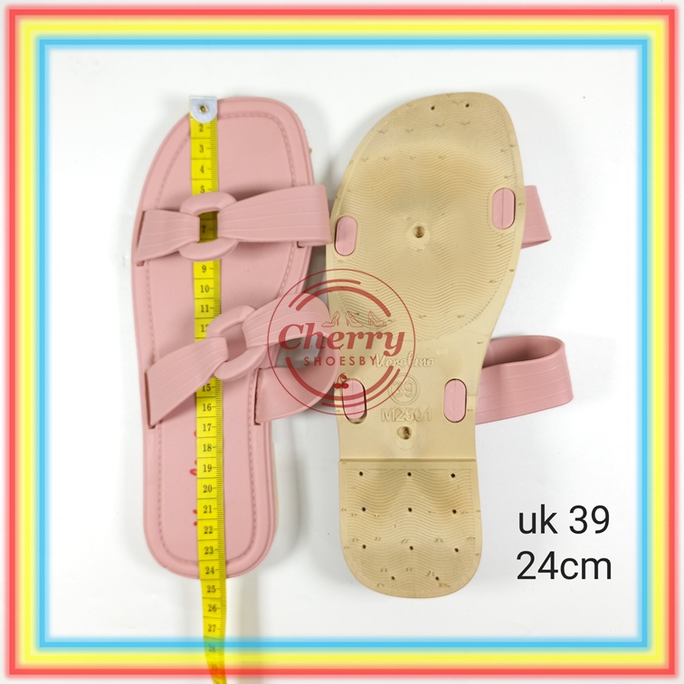 M2501-23 Sandal Selop Wanita Ban 2 Verotino Sendal Slop Cewek Glanzton Karet Jelly Lentur Empuk