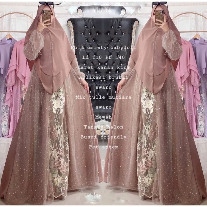 GAMIS PESTA MEWAH|SYARI PREMIUM|BROKAT MIX CERUTY