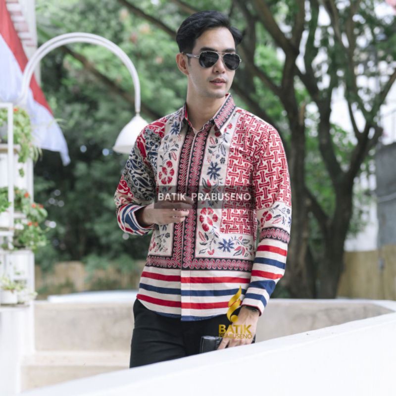 NAGITA  kemeja batik pria slimfit lengan panjang katun tebal prabuseno batik kerja 2022 XXL baju din
