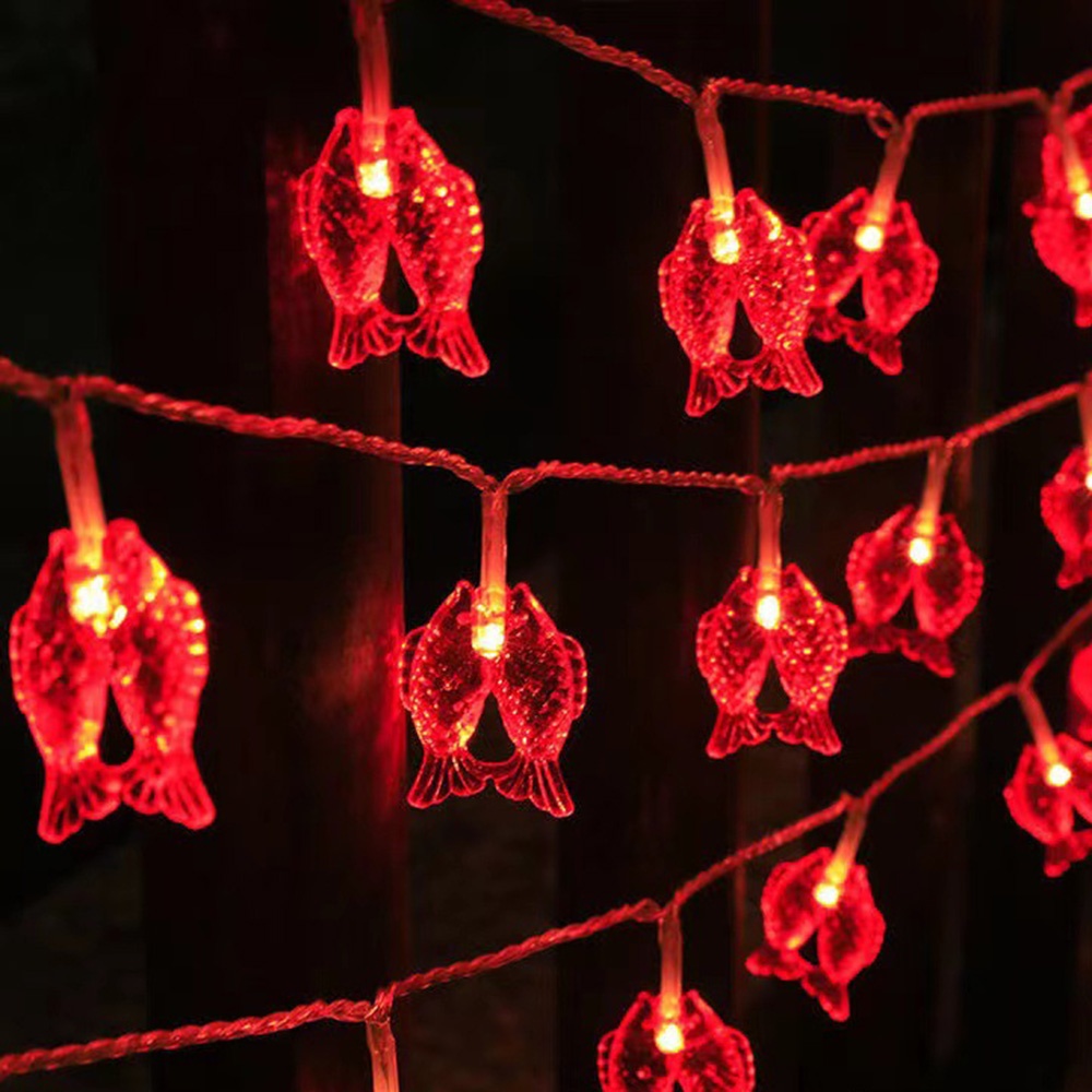 Lampu string LED 1.5M Bentuk Ikan Warna Merah Untuk Dekorasi Taman