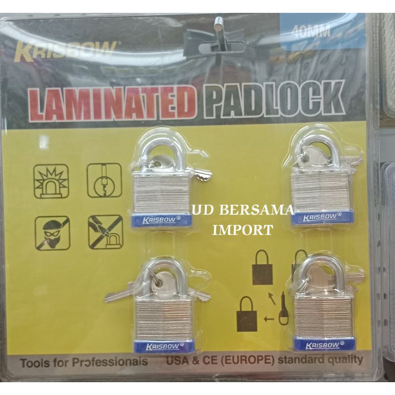 KRISBOW Gembok Baja Dengan Kunci 40mm/Gembok Pagar/Padlock Steel