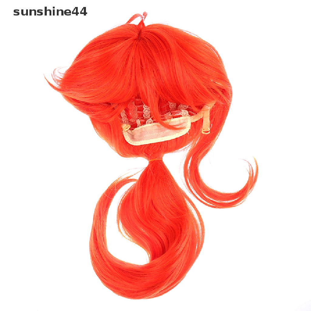 Sunshine Wig / Rambut Palsu Sintetis Panjang + Poni Warna Merah Untuk Cosplay Game Genshin Impact Diluc
