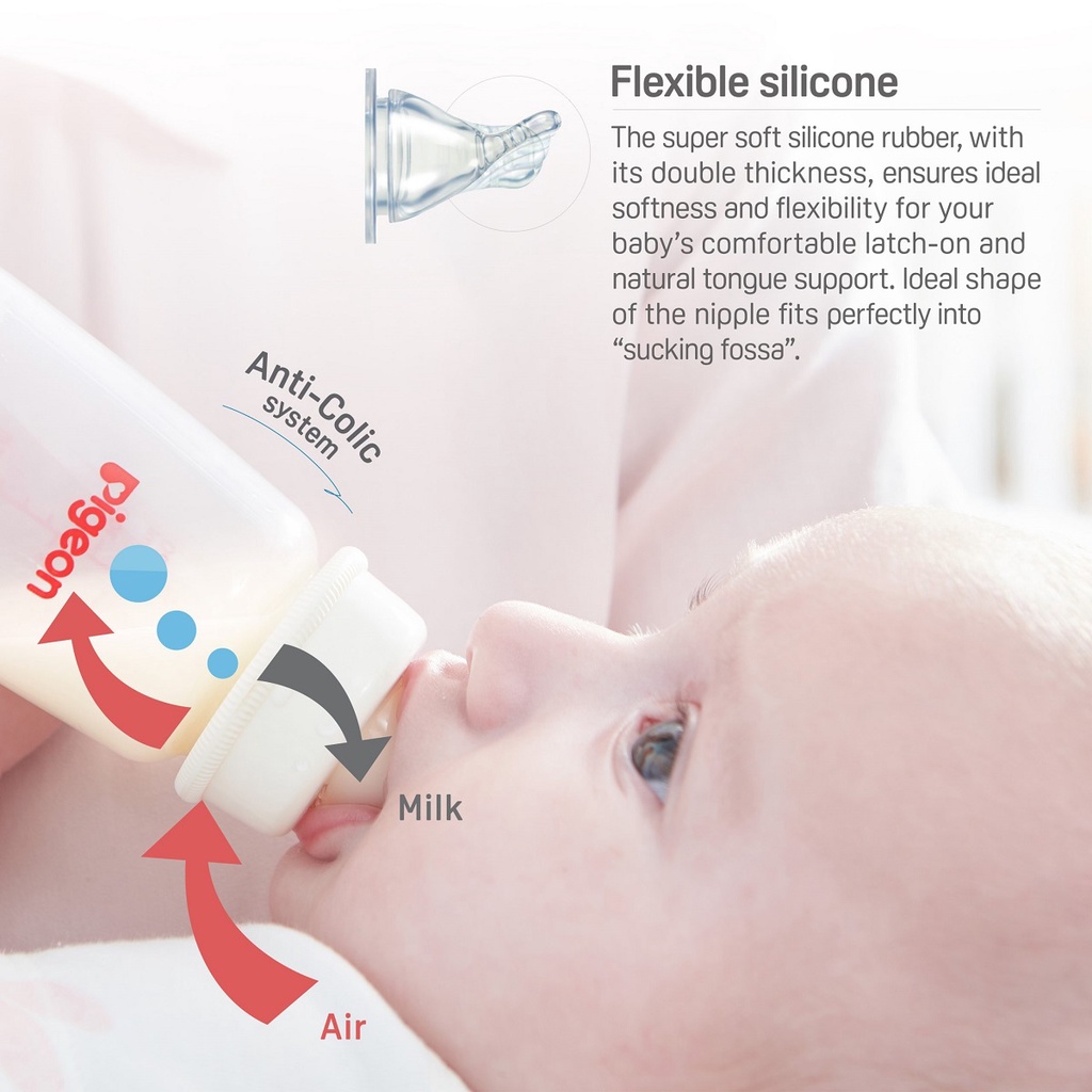 Pigeon Flexible 120ml Botol Susu Slim Neck Narrow Standard Baby Bottle