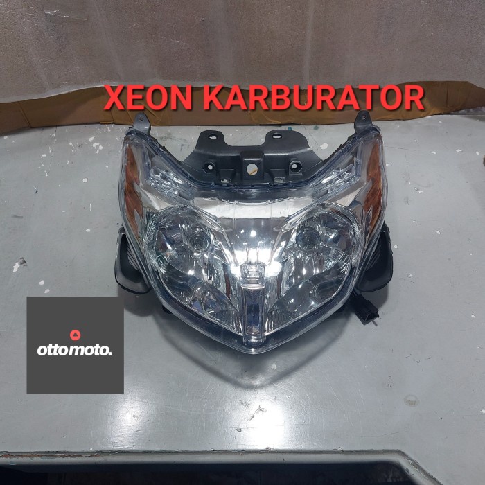 REFLEKTOR LAMPU DEPAN SET ASSY KOMPLIT XEON KARBU KARBURATOR 2010 2012
