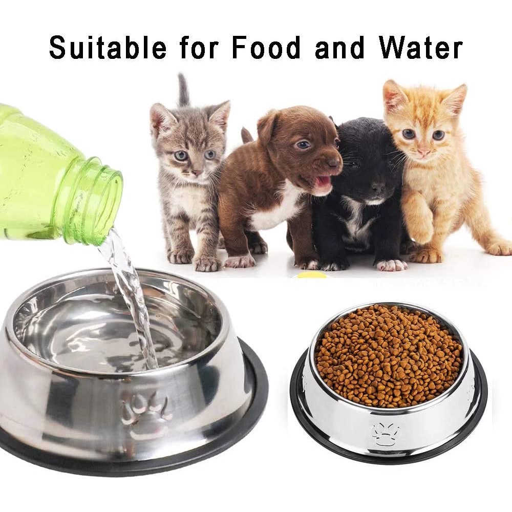 Mangkok STAINLESS KARET Wadah Tempat Makan Kucing Anjing Pet Bowl Hewan Mangkuk Piring Makanan Royal Pet Feeder Canin Pakan Cat Dog Anti Slip Selip