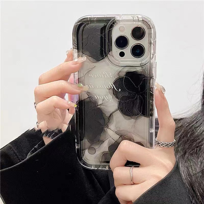 Soft Case Silikon TPU Transparan Motif Bunga Untuk IPhone 14 13 12 11 Pro Max XS XR X 8 7 6S Plus