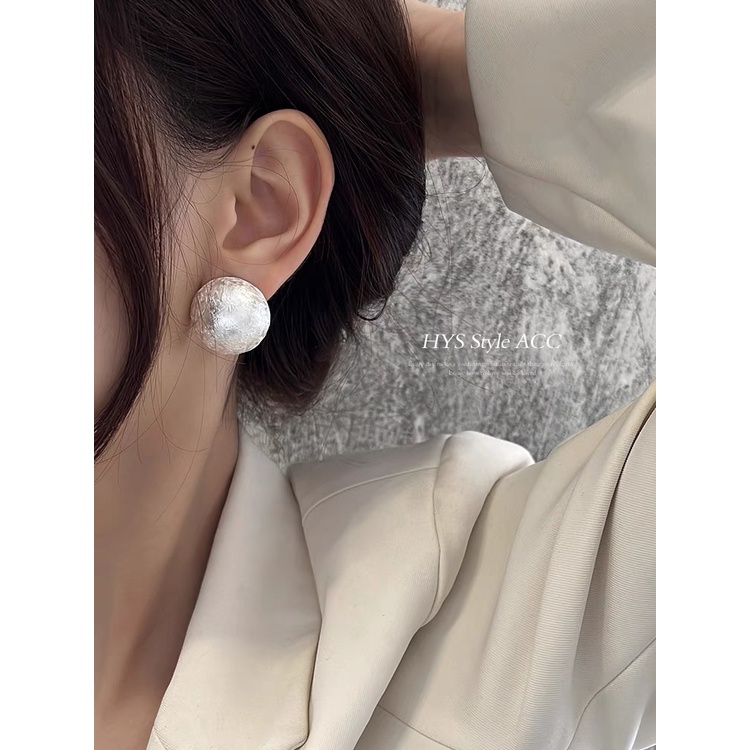 Anting 925 Silver Needle Akrilik Bentuk Bulat Gaya Perancis Untuk Wanita