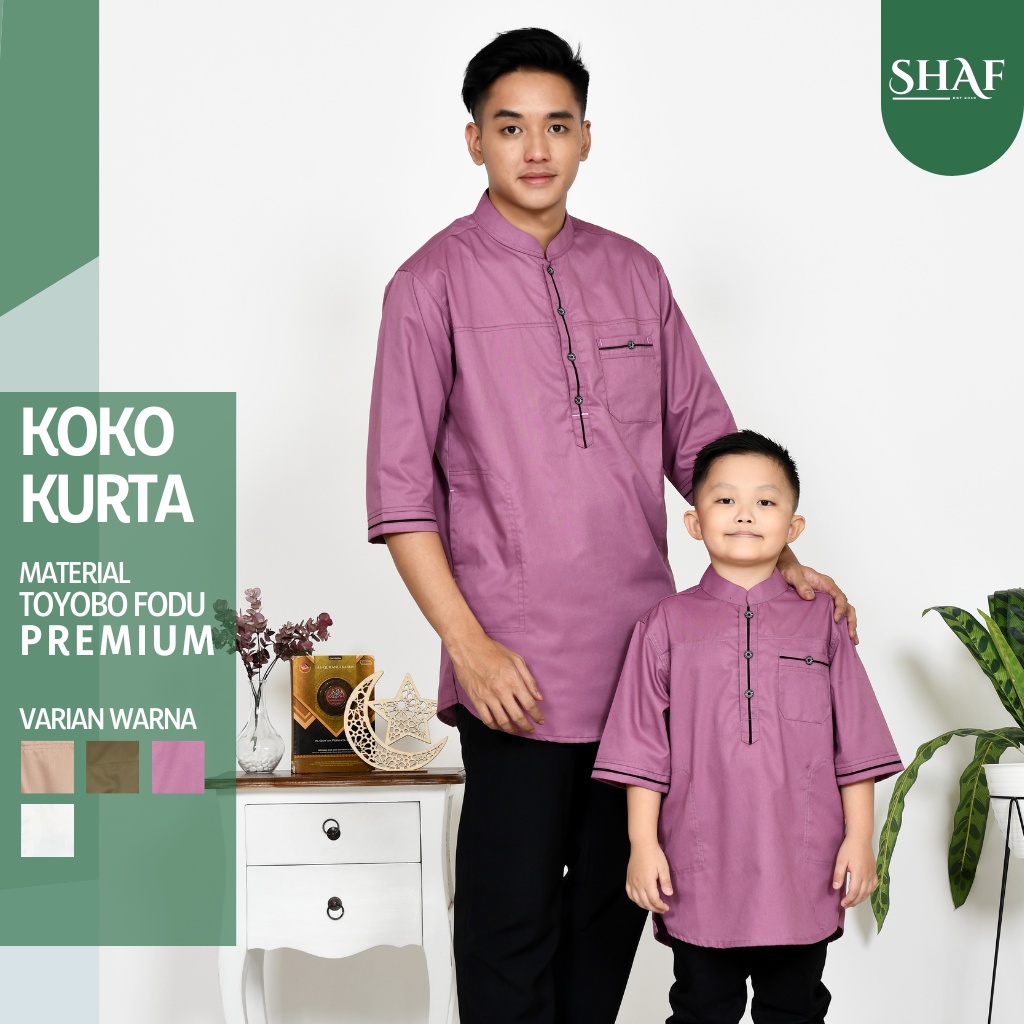Baju koko couple ayah dan anak kurta lengan 3/4 atasan muslim pria bahan toyobo fodu original ARRANZ