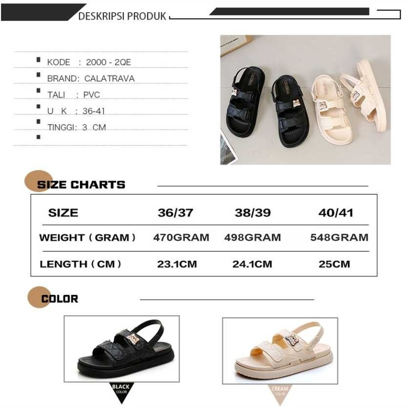 SENDAL WANITA TALI 2 IN 1 BEAR CALATRAVA | SANDAL SEPATU TALI | SANDAL WANITA | SANDAL KAKIKINIA | SENDAL BERUANG 2000-2QE