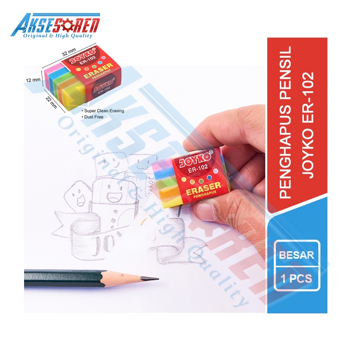 

Aksesoren Penghapus Pensil Joyko ER-102 [1 Pcs] / Eraser Pencil / Penghapus Joyko Penghapus Lucu / Penghapus Unik / Penghapus Kecil Warna Warni