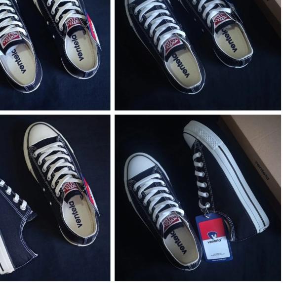 Sepatu Ventela Ethnic Low 1000% Original Free Kaos Kaki - Hitam, 37