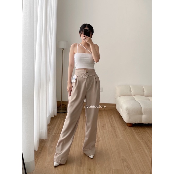 SIVALI Nojiya Pants - Celana Kulot Highwaist - Cullote Pants - Celana Wanita