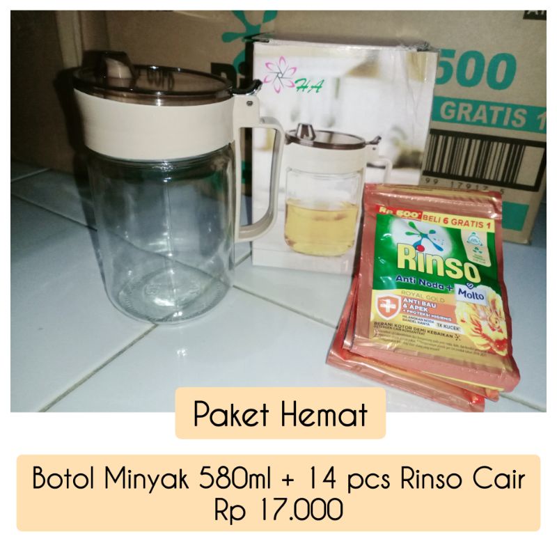Paket Botol Minyak Oil Pot plus Rinso Cair 14pcs Termurah