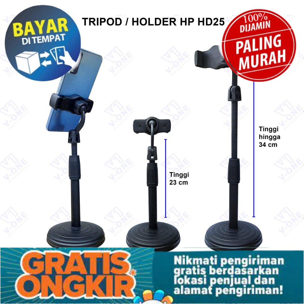 GRATIS ONGKIR TRIPOD HP HD25 / PHONE HOLDER HP STAND / MICROPHONE PHONE HOLDER HP tripod hp tripod 3