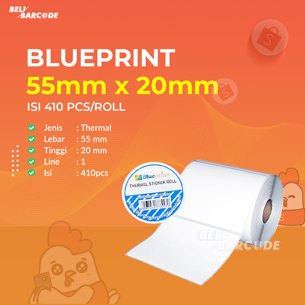 Label Thermal Blueprint 55x20 1 Line Isi 410pcs 55 x 20