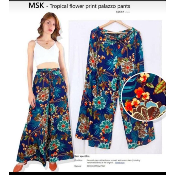 Celana Kulot MSK  Wanita  Floral Bahan Katun Original