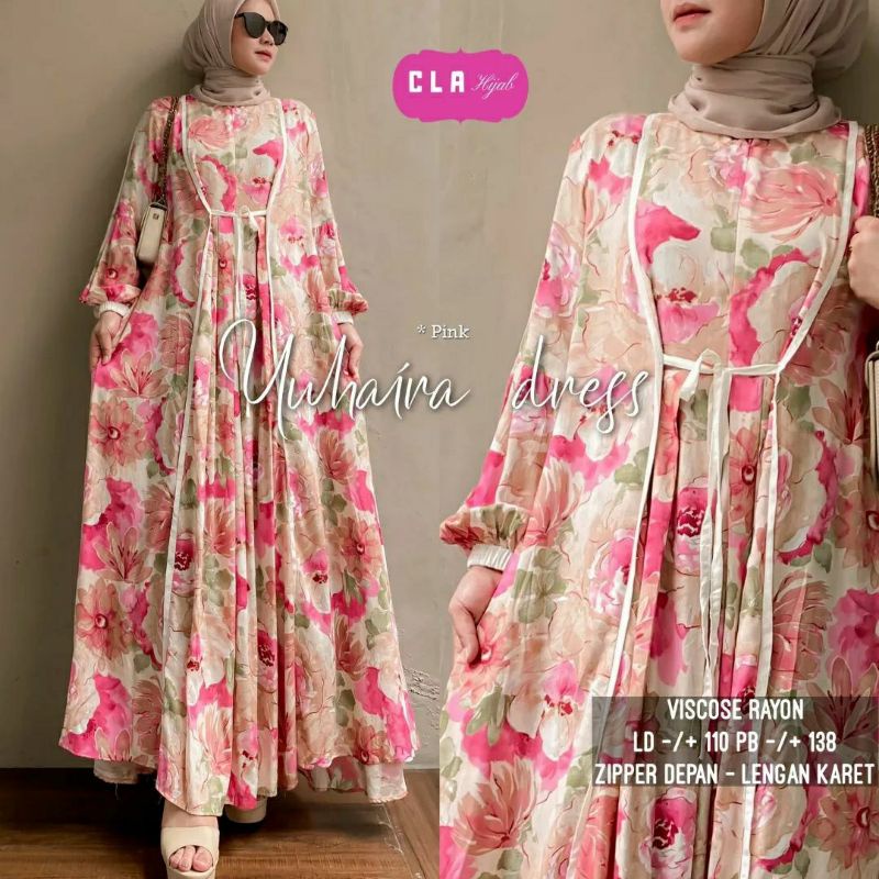 Yuhaira Dress, GAMIS MUSLIM CANTIK BUSUI FIT XL LD 106 BAHAN VISCOSE RAYON IMPORT ZIPPER BUSUI TERMURAH OOTD