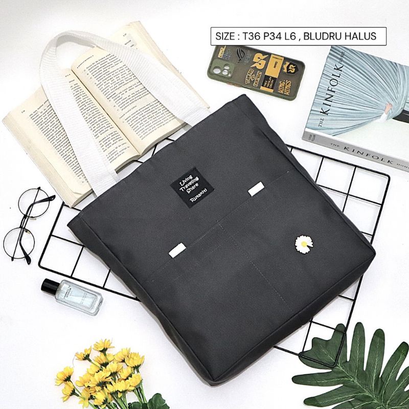 Tas tote bag wanita bahan kanvas
