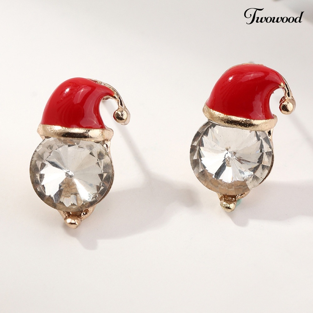 Anting Stud Liontin Bentuk Topi Natal Untuk Wanita