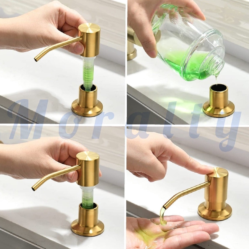 Tempat Sabun Cair 300ml Dispenser Sabun Tanam Sink Dapur Gold Kitchen Sink Dispenser Soap 300ml Stainless