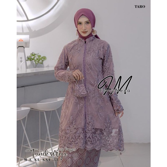 Permata Olshop / Kebaya Tunik Payet Seroja FM / Kebaya Busui / Kebaya Jumbo Modern / Kebaya Pesta Mewah / Kebaya Payet / Kebaya Tunik / Set Kebaya Rok Songket