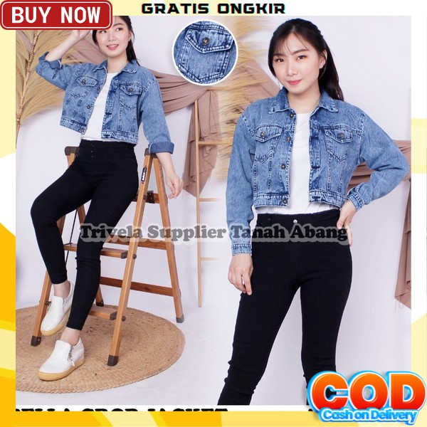Jaket Jeans Wanita Crop Import Jins Wanita Jacket Jens Kekinian Cewek Terbaru Jket Jen Levis Termura